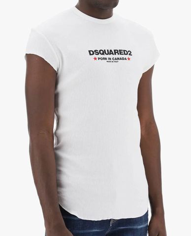  DSQUARED2 - Áo thun nam cổ tròn tay ngắn phố logo Choke 