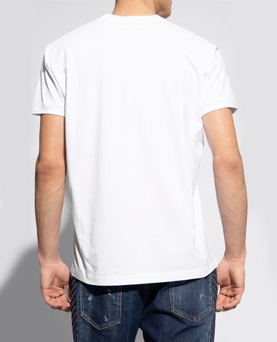  DSQUARED2 - Áo thun nam cổ tròn tay ngắn phối hình vẽ kèm logo cách điệu 