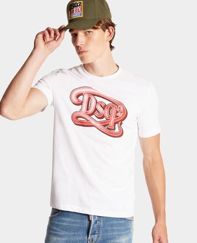  DSQUARED2 - Áo thun nam cổ tròn tay ngắn phối logo cách điệu độc đáo 