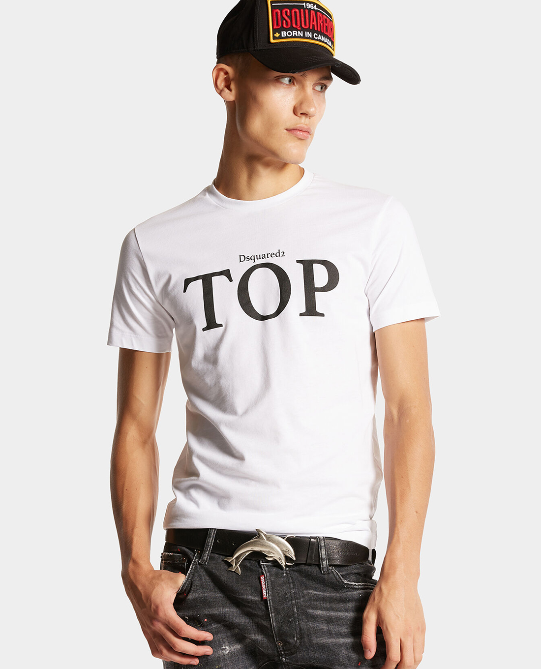 DSQUARED2 - Áo thun nam cổ tròn tay ngắn phối logo Top