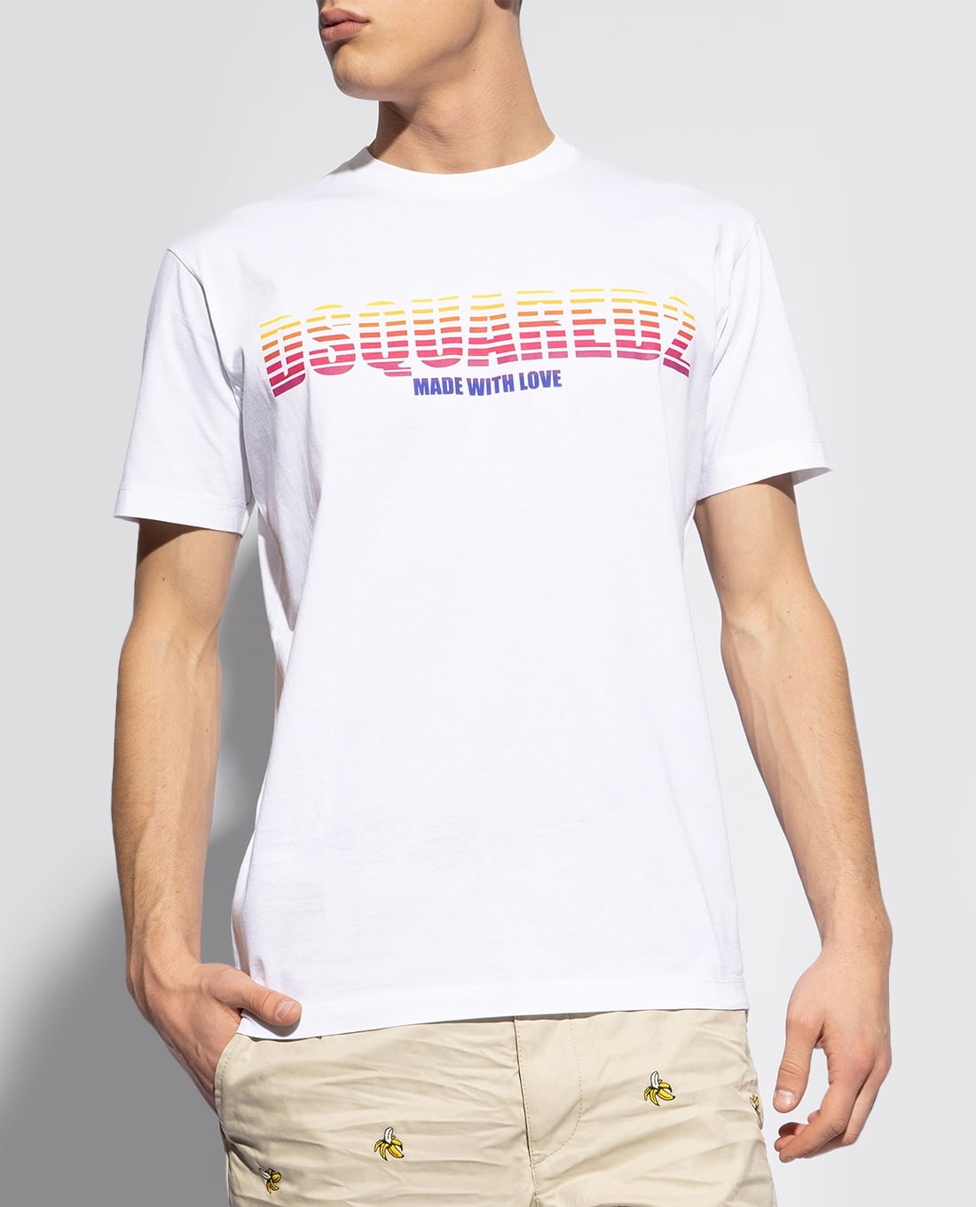 DSQUARED2 - Áo thun nam cổ tròn tay ngắn phối logo Made With Love
