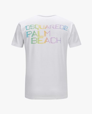  DSQUARED2 - Áo thun nam cổ tròn tay ngắn phối logo Palm Beach 