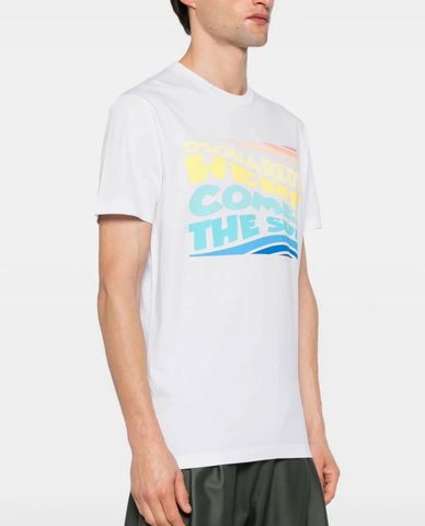  DSQUARED2 - Áo thun nam cổ tròn tay ngắn phối logo trẻ trung 