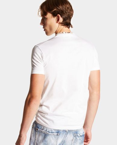  DSQUARED2 - Áo thun nam cổ tròn tay ngắn phối hình Canadian Twins 