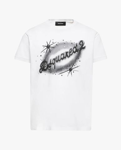  DSQUARED2 - Áo thun nam cổ tròn tay ngắn phối logo độc đáo 