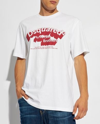  DSQUARED2 - Áo thun nam cổ tròn tay ngắn Logo-Print 