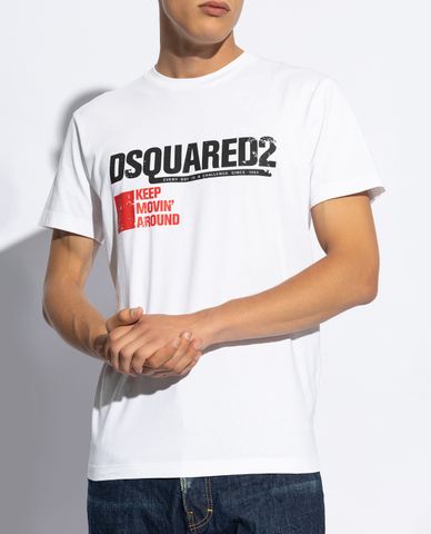  DSQUARED2 - Áo thun nam cổ tròn tay ngắn hiện đại Keep Moving 