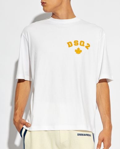  DSQUARED2 - Áo thun nam cổ tròn tay ngắn phối logo nổi bật 