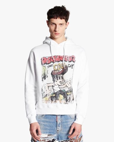  DSQUARED2 - Áo hoodie nam tay dài phối mũ D2 Cool 