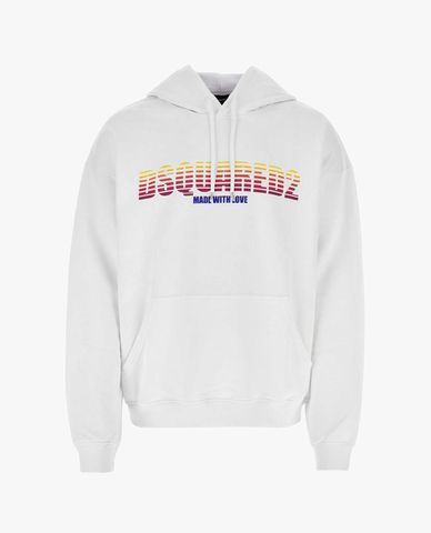  DSQUARED2 - Áo hoodie nam phối mũ tay dài trang trí logo 