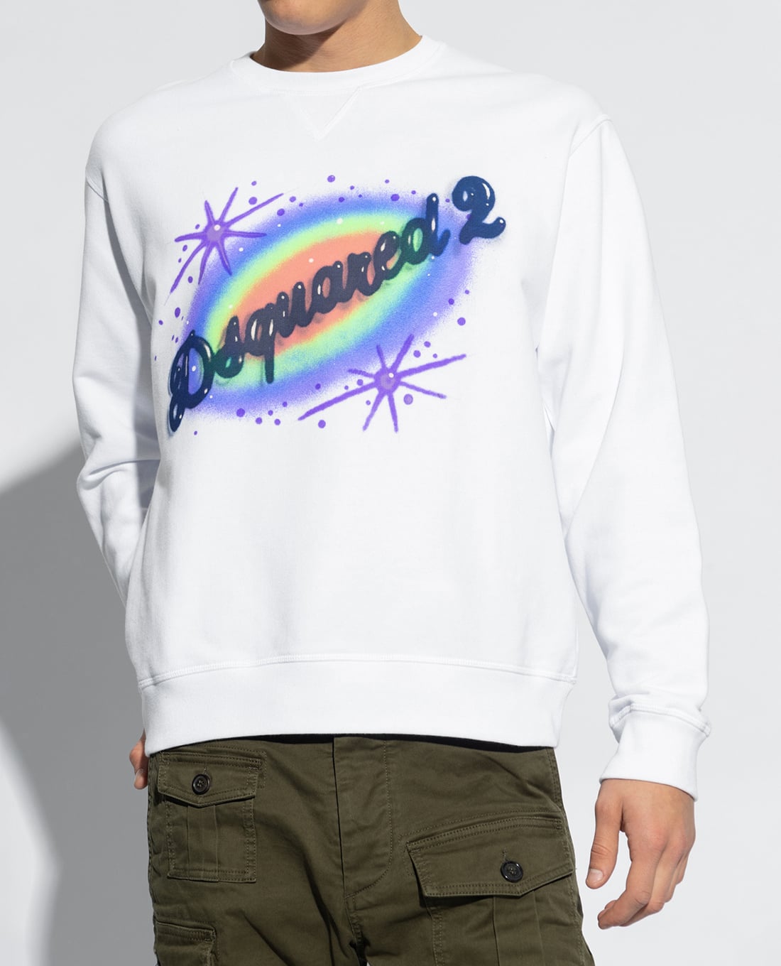 DSQUARED2 - Áo sweatshirt nam cổ tròn tay dài phối logo cách điệu nổi bật