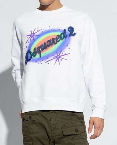  DSQUARED2 - Áo sweatshirt nam cổ tròn tay dài phối logo cách điệu nổi bật 
