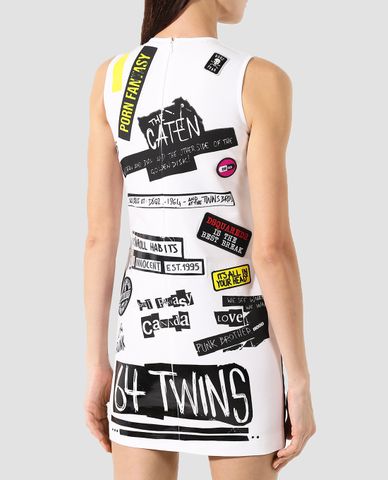  DSQUARED2 - Đầm Mini sát nách cổ tròn in chữ 