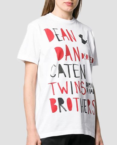  DSQUARED2 - Áo thun nữ cổ tròn chữ in Dean & Dan 