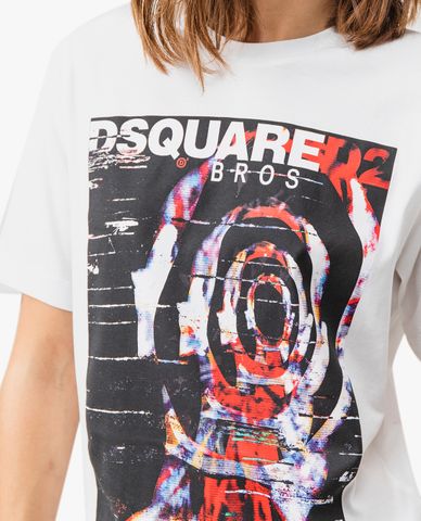  DSQUARED2 - Áo thun nữ ngắn tay cổ tròn phối hình in thời trang 