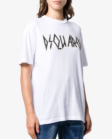  DSQUARED2 - Áo thun nữ ngắn tay cổ tròn phối hình in thời trang 