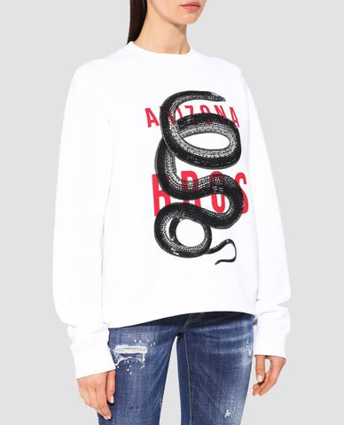  DSQUARED2 - Áo sweatshirt nữ cổ tròn họa tiết con rắn Arizona Bros 