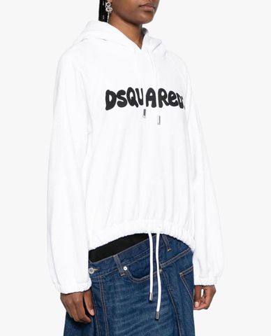  DSQUARED2 - Áo hoodie nữ tay dài phối mũ D2 Onion 