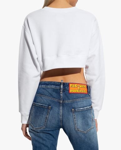  DSQUARED2 - Áo croptop nữ cổ tròn tay dài hiện đại 