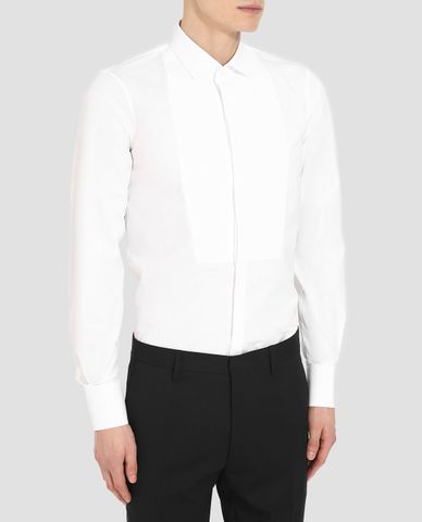  DSQUARED2 - Áo sơ mi nam skinny tay dài White Cotton Tuxedo 