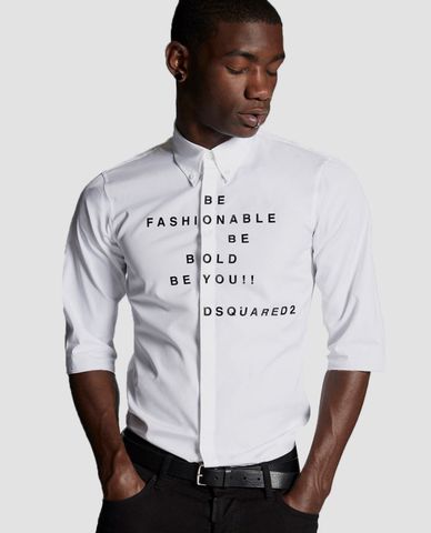  DSQUARED2 - Áo sơ mi nam ngắn tay Contrast Printed Letters 