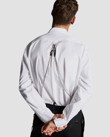  DSQUARED2 - Áo sơ mi nam tay dài phối dây kim loại Chain Detail 