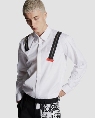  DSQUARED2 - Áo sơ mi tay dài phối zip Shoulder Zip Detail 