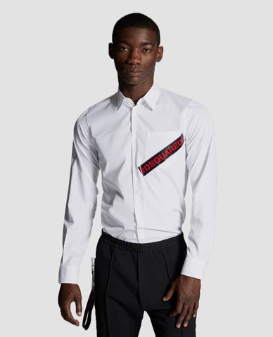 DSQUARED2 - Áo sơ mi dài tay phối logo Tape 