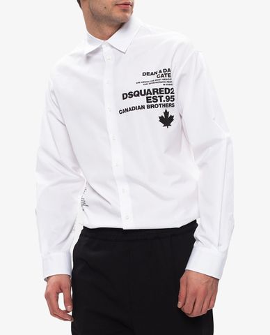  DSQUARED2 - Áo sơ mi nam tay dài Long Sleeves Plain Cotton Logo Luxury 