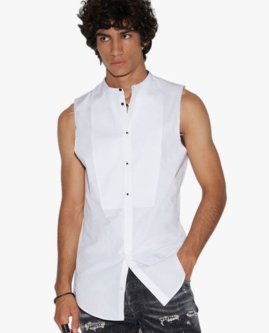  DSQUARED2 - Áo sơ mi nam sát nách cổ trụ thanh lịch 