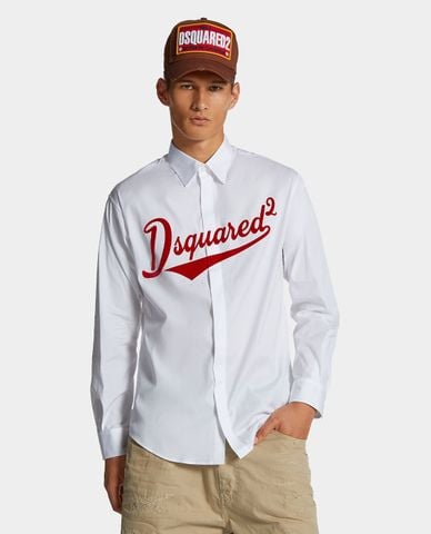  DSQUARED2 - Áo sơ mi nam cổ bẻ tay dài in logo 