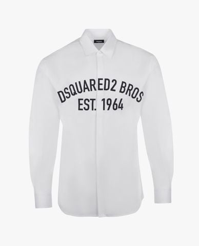  DSQUARED2 - Áo sơ mi nam cổ bẻ tay dài in logo 
