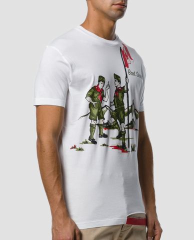  DSQUARED2 - Áo thun nam cổ tròn hai chú bé Canada 