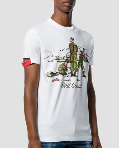  DSQUARED2 - Áo thun nam cổ tròn Bad Scout 