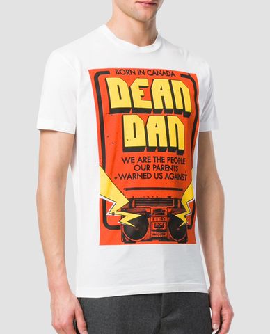  DSQUARED2 - Áo thun cổ tròn họa tiết chữ in Dean Dan 