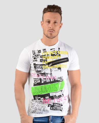  DSQUARED2 - Áo thun nam cổ tròn nhiều họa tiết 