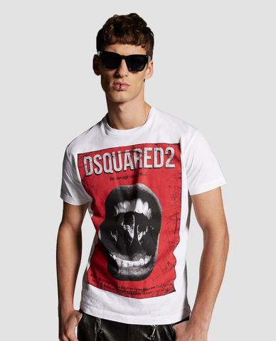  DSQUARED2 - Áo thun nam cổ tròn in hình Be Savage 1964 