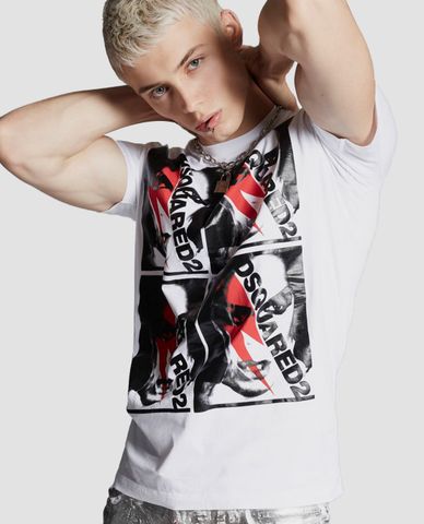  DSQUARED2 - Áo thun nam cổ tròn in hình Punk Poster 