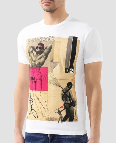  DSQUARED2 - Áo thun nam cổ tròn in hình AMen 