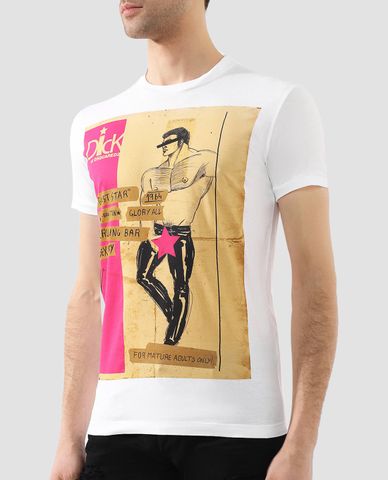  DSQUARED2 - Áo thun nam cổ tròn in hình Guest Star 