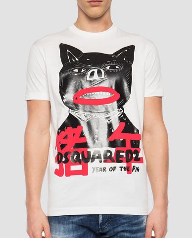  DSQUARED2 - Áo thun nam ngắn tay cổ tròn Year Of The Pig 