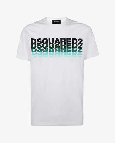  DSQUARED2 - Áo thun nam tay ngắn cổ tròn in tên thương hiệu nổi bật 