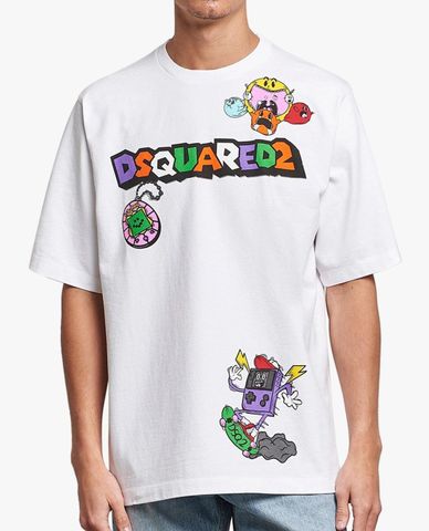  DSQUARED2 - Áo thun nam phom suông ngắn tay hiện đại 