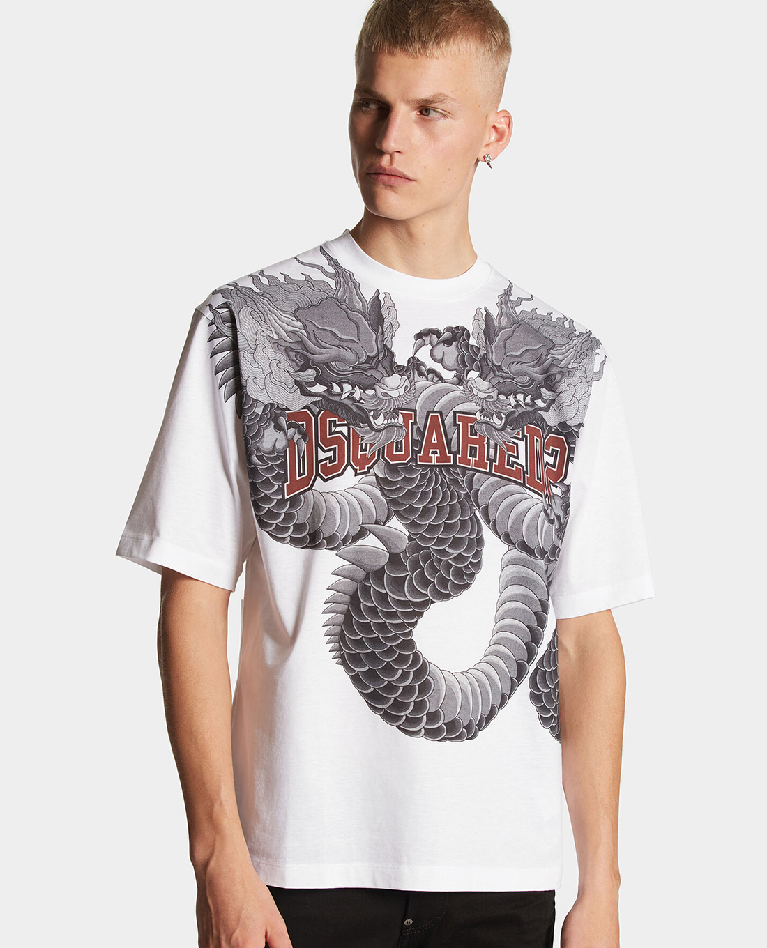 DSQUARED2 - Áo thun nam cổ tròn tay ngắn in hình cá tính