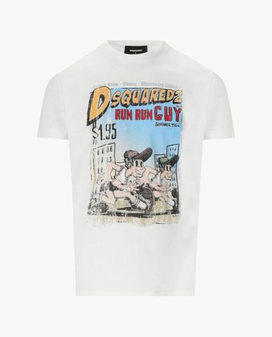  DSQUARED2 - Áo thun nam tay ngắn in hình cá tính Cool Fit 