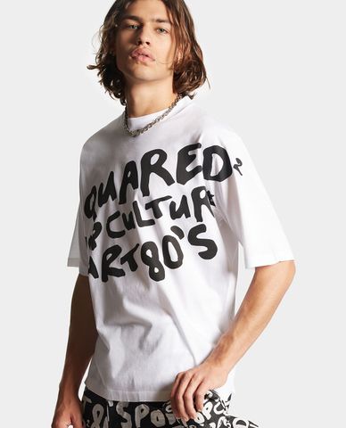  DSQUARED2 - Áo thun nam tay ngắn in chữ độc đáo D2 Pop 80s 