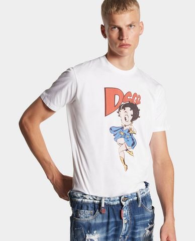  DSQUARED2 - Áo thun nam tay ngắn in hình Betty Boop Cool Fit 