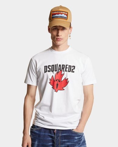  DSQUARED2 - Áo thun nam cổ tròn tay ngắn Ghost Maple Leaf Cool Fit 
