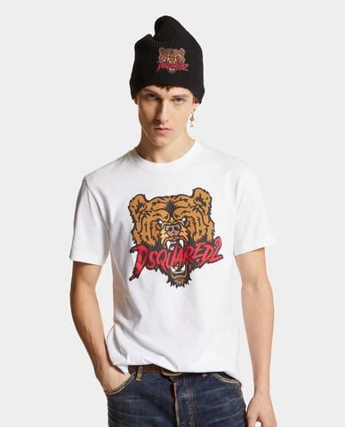  DSQUARED2 - Áo thun nam cổ tròn tay ngắn Bear Cool Fit 