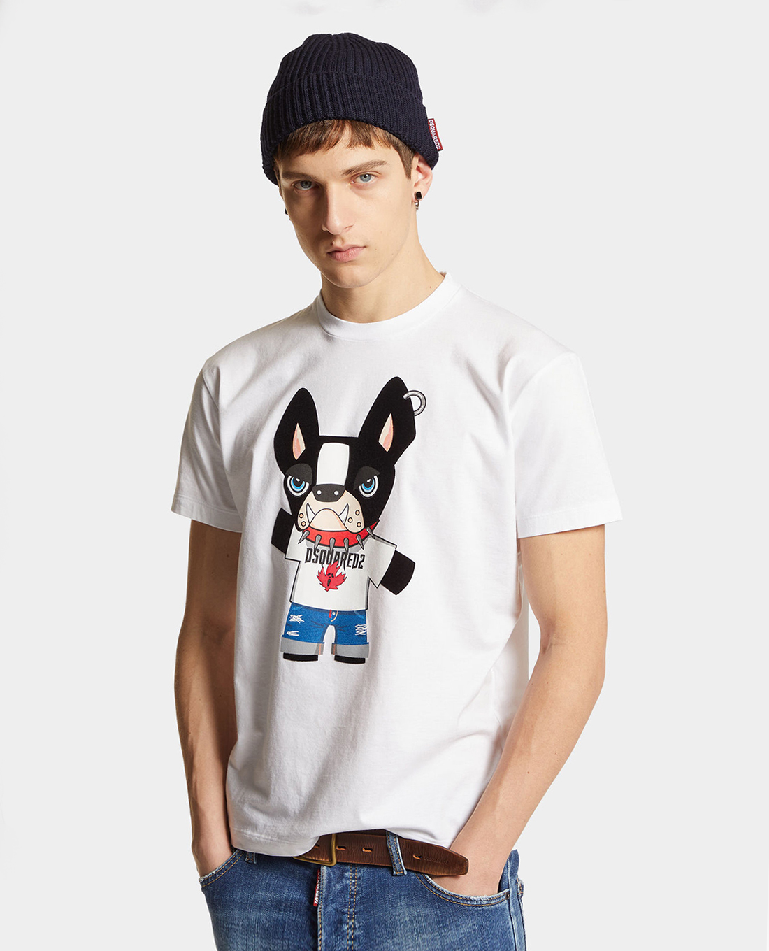 DSQUARED2 - Áo thun nam cổ tròn tay ngắn phối hình in độc đáo Cool